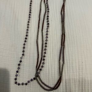 2 costume beaded necklaces- one is a beaded purple ombré wrap